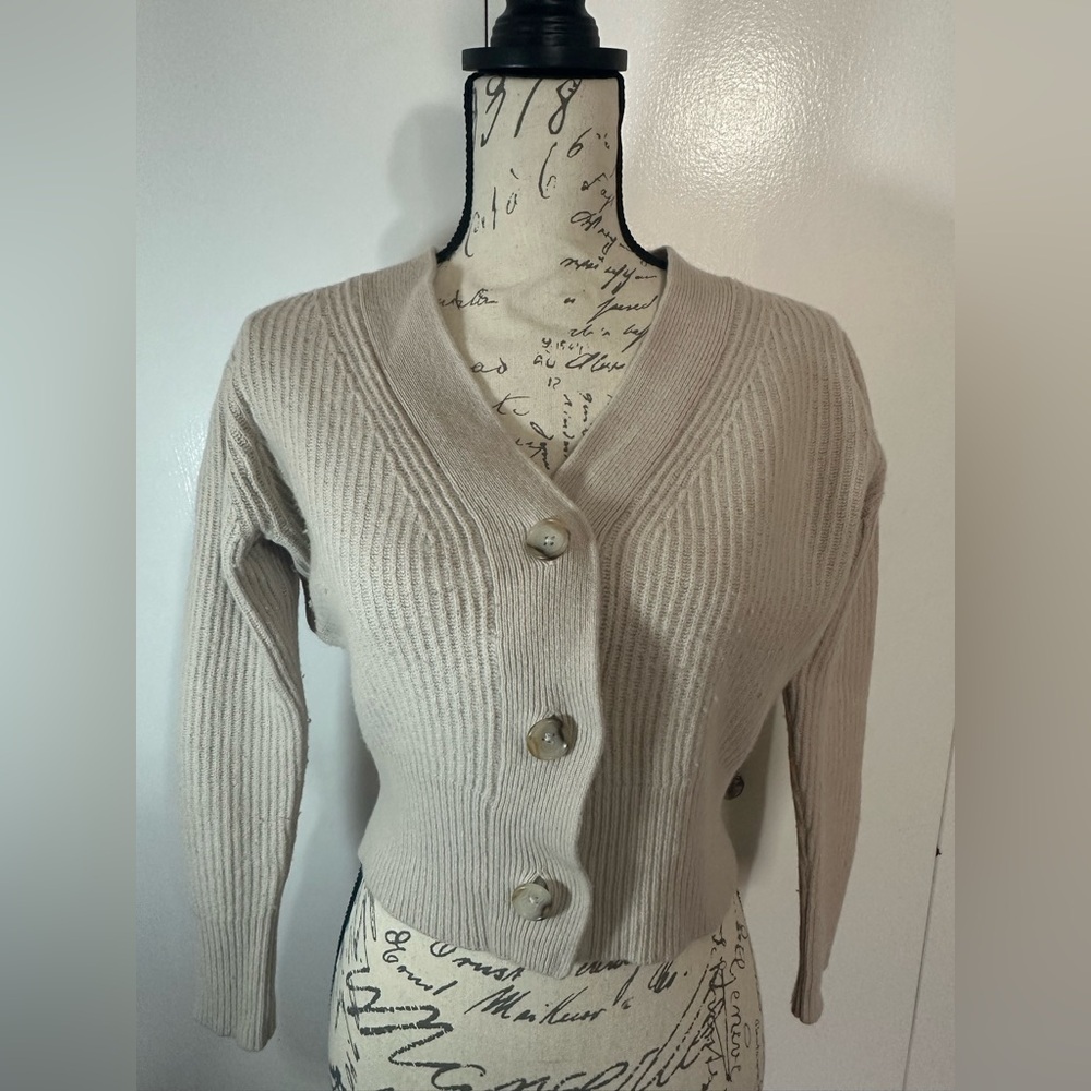 Club Monaco Cream Button-Up Cardigan - Picture 2 of 14